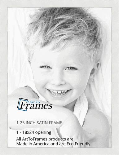 ArtToFrames 18x24 Inch White Picture Frame, This 1.25 Custom Poster Frame is Satin White Frame, for Your Art or Photos, WOMFRBW2