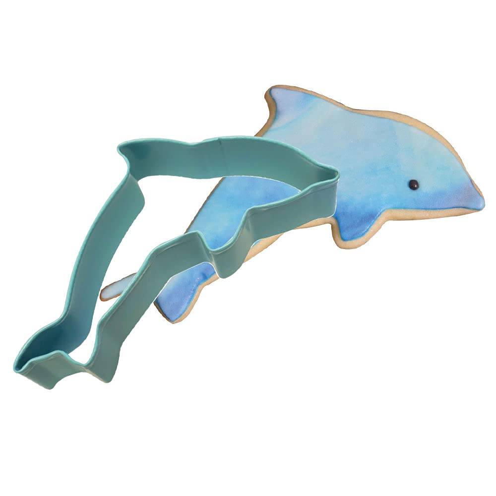 R&M Dolphin 4.5'' Cookie Cutter Blue With Brightly Colored, Durable, Baked-On Polyresin Finish