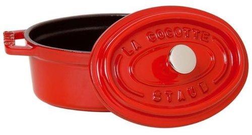 Staub La Cocotte Oval 40509-857 Pico Cocotte Oval Cherry, 11.4 Inches (29 Cm), Large, Both Handed Castings, Enameled Pot, Induct