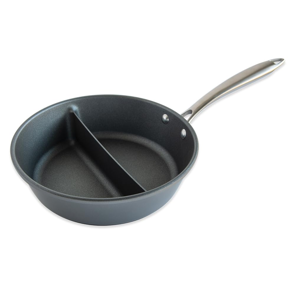 Nordic Ware 2-in-1 Divided Nonstick Saucepan - 10 inch diameter; for cooking multiple foods, reheat leftovers pan
