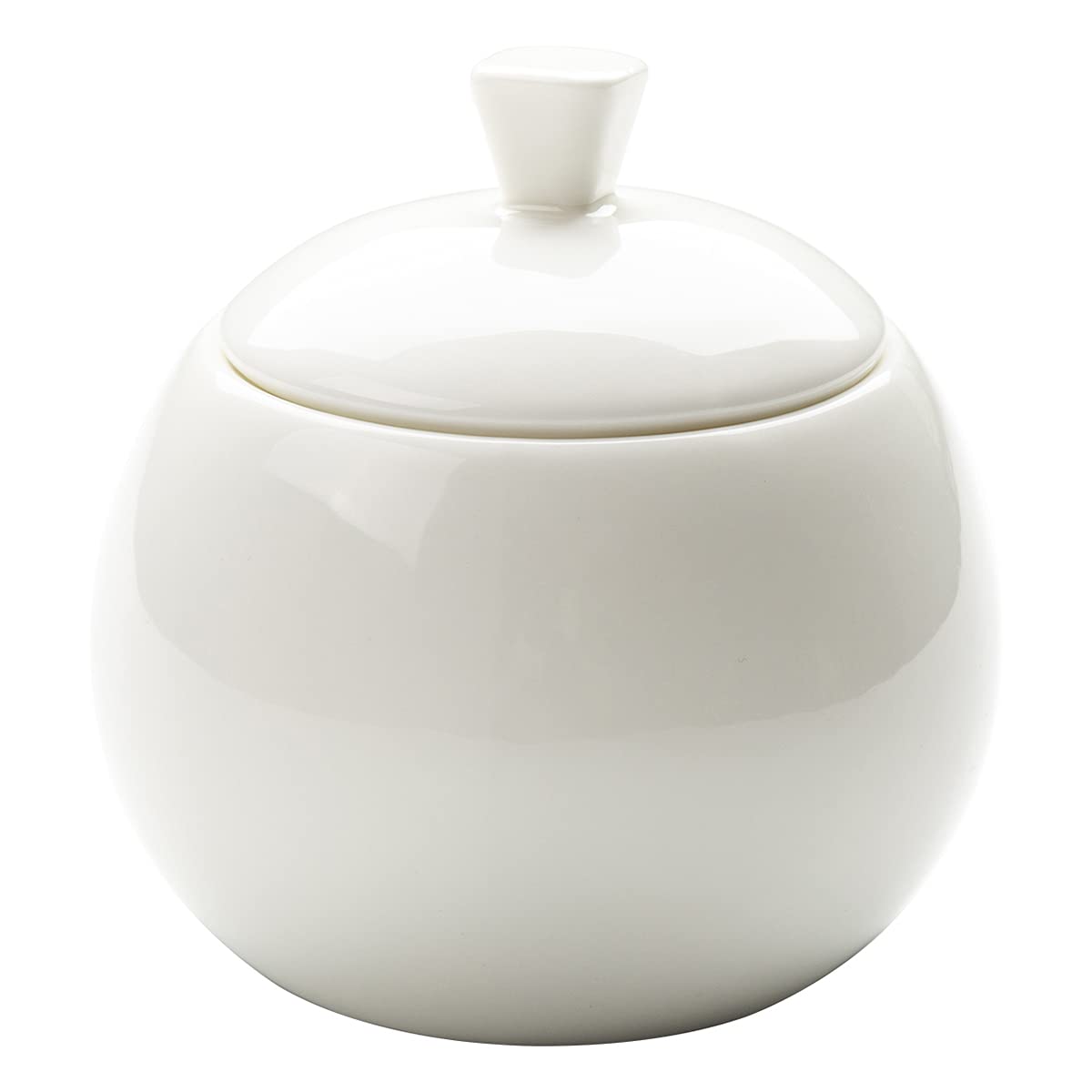 Sizikato Pure White Porcelain Sugar Bowl With Lid, 14 Oz Salt Bowl For Kitchen Or Restaurant