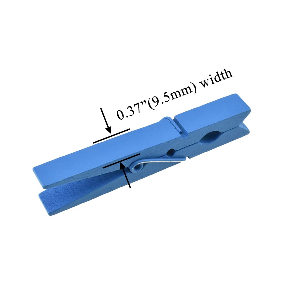 Hahiyo Blue Wooden Clothes Pins Clothespins Small Aviod Fall Apart 2.87 Inches Length 16 Pack Strong Springs No Rust No Discolor