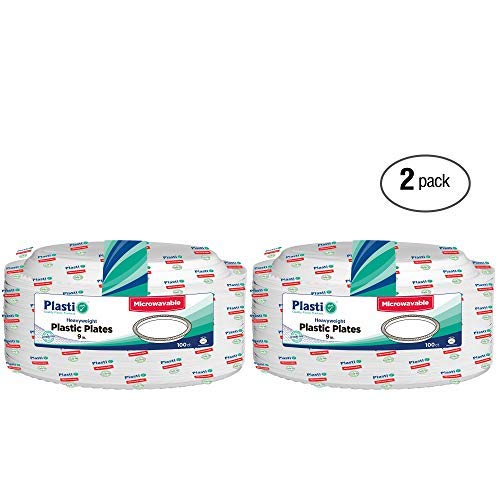 [200 Count] Plasti Plus Disposable Plastic White 7 Inch Heavy Weight Dinner Plates, Great For Weddings, Home, Office, School, Pa