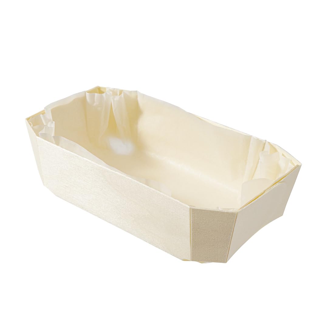 Restaurantware Taipei 34 Ounce Wooden Baking Molds 100 Oven Ready Disposable Loaf Pans - With Paper Liners Greaseproof Wood Cont
