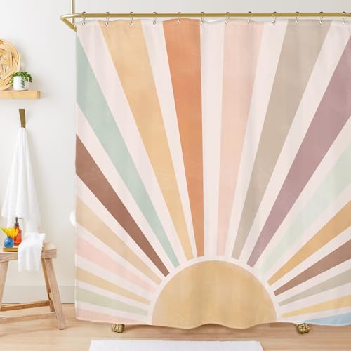 Miyotaa Sun Quotes Kids Shower Curtain Set 60Wx71H Inches Inspirational Motivational Positive Minimalist Pastel Aesthetic Polyes