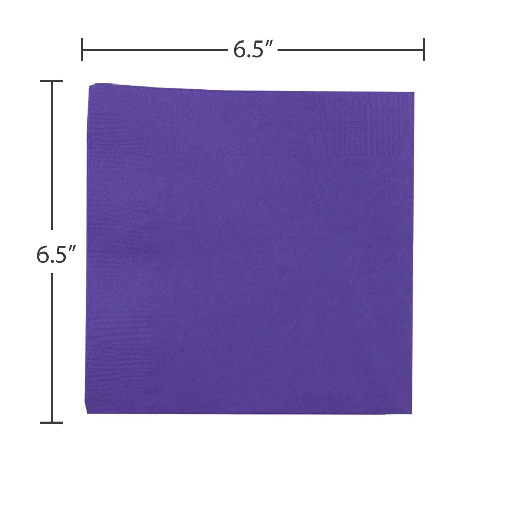 Jam Paper Medium Lunch Napkins - Purple - 6.5X6.5 Inch (Pack Of 50)