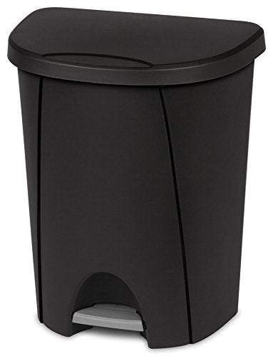 Sterilite 1094901094900404 Blk Step Can, 6.6 Gallon, Black