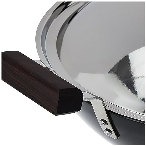 Futura L-47 Hard Anodised Flat Bottom Deep Fry Pan / Kadhai With Stainless Steel Lid, 5-Liter