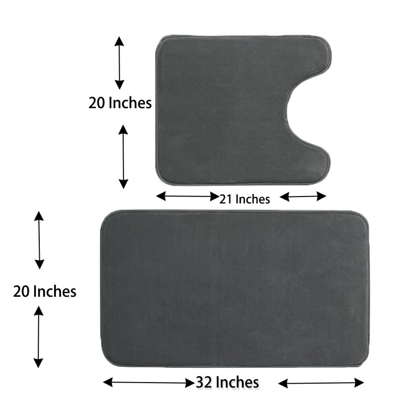 Madeals Memory Foam Bathroom Toilet Set 4 Piece With Toilet Tank Cover And Mat Set 3 Piece And Toilet Lid Cover Charcoal Gray