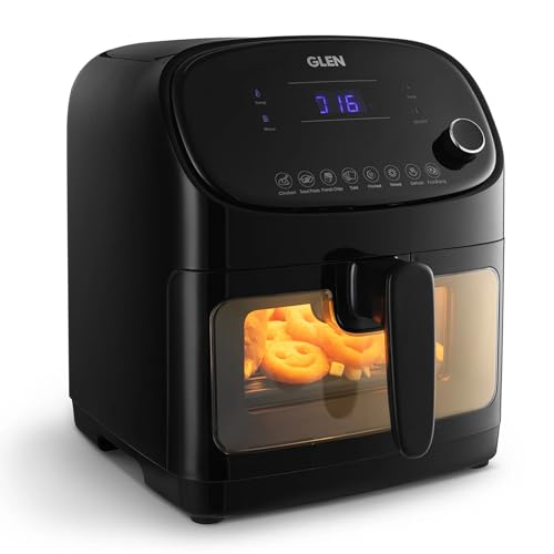 Glen Digital Air Fryer, 5.5 Litre, 1350W, Airfryer With 8 Pre-Set Functions, Auto Sleep, Timer & Temperature Control, Fruit Dryi
