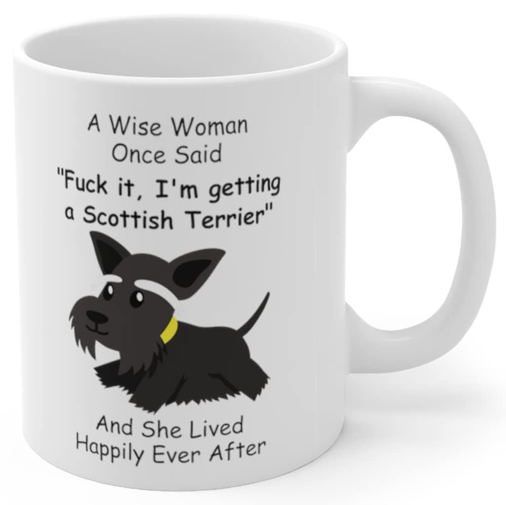 Funny Black Scottish Terrier Dog Mom Gifts For Women Puppy Lovers Mother 'S Day 2024 A Wise Woman Once Said Coffee Mug With Fun