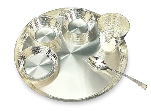 Bengalen Silver Plated Dinner Set 12 Inch For Gift Baby Rice Ceremony Annaprashan Sanskar Kids Birthday For Boys Girls Home Deco