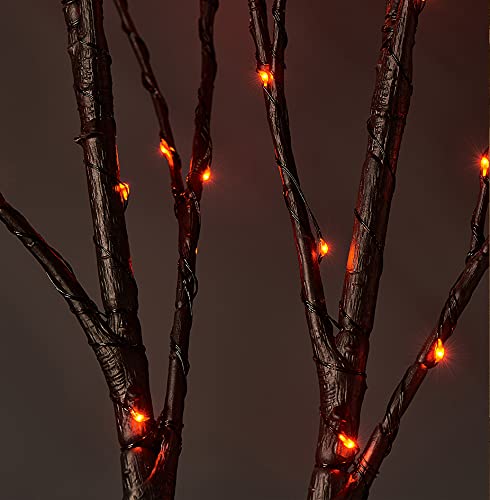 LITBLOOM Halloween Tree Branch Lights 32IN 100 Orange LED with Timer, Lighted Black Twig Branches with Fairy Lights for Hallowee