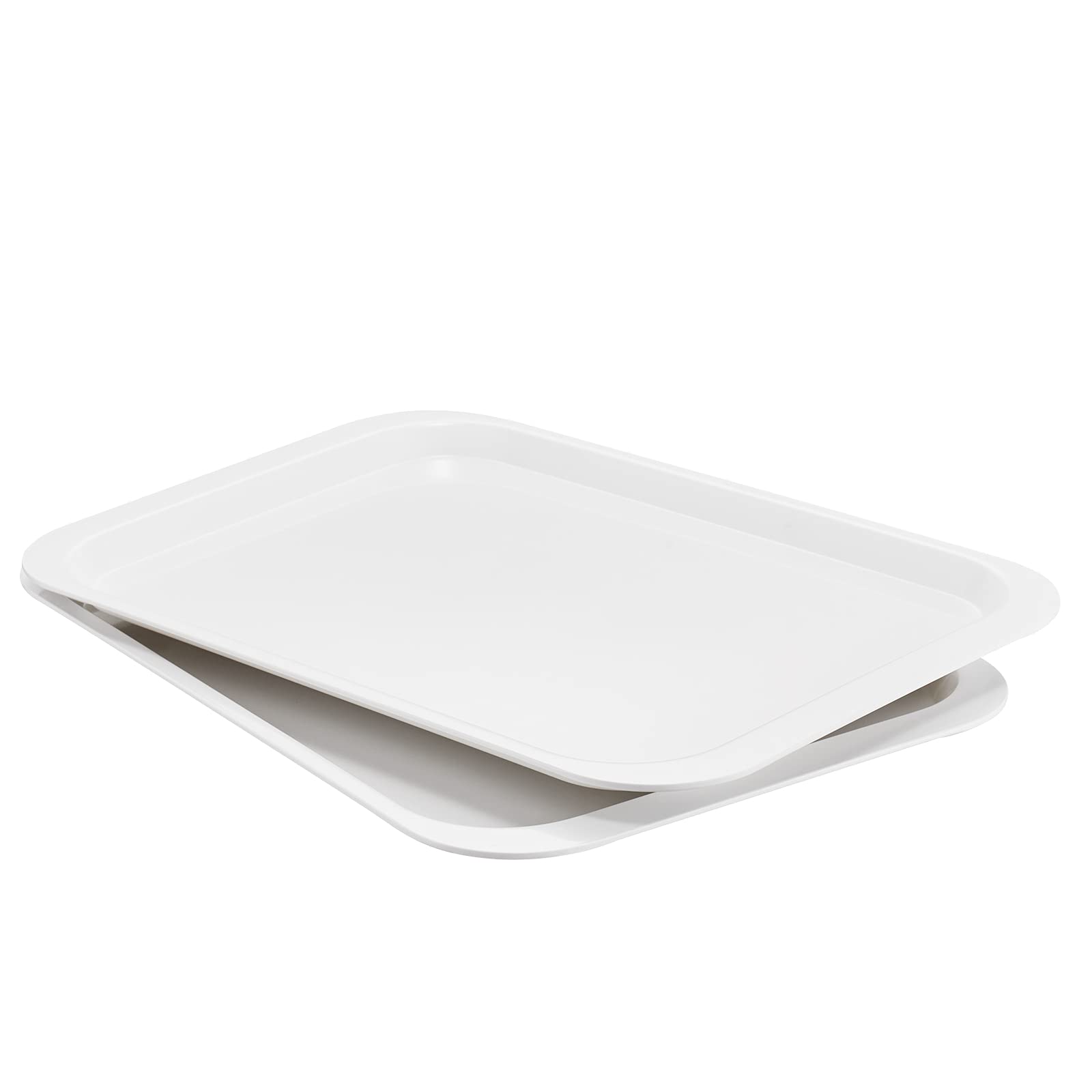 Hsdt Melamine Serving Trays White 15X10.6 Inch Rectangle Cafeteria Fast Food Trays Breakfast Lunch Dinner Trays For Eating Set O