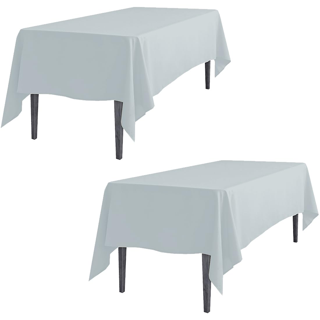 Ltc Linens 2 Pack Rectangular Tablecloths Silver 70 X 120 Inch For 6 Or 8Ft Rectangle Banquet Tables With Half-Drop - Stain And