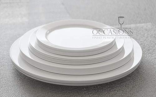 ' Occasions '' 120 Plates Pack, Heavyweight Disposable Wedding Party Plastic Plates (6.25'' Dessert/Bread Plate, Plain White)
