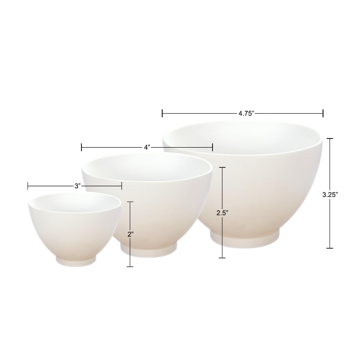 Appearus Facial Mask Silicone Mixing Bowl 6-Pc Set - Professional Spa Face Mask Mixing Tool (White)