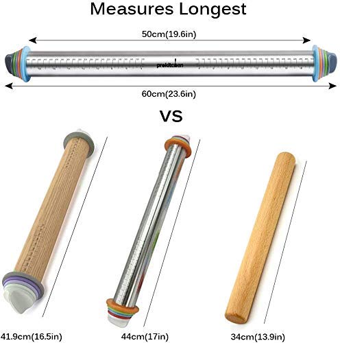 Prokitchen Adjustable Rolling Pin With Thickness Rings For Baking, Adjustable Stainless Steel Designs Dough Roller Pins For Cook