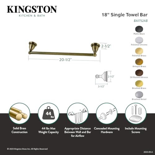 Kingston Brass BA1752AB Heritage 18'' Towel Bar  Antique Brass