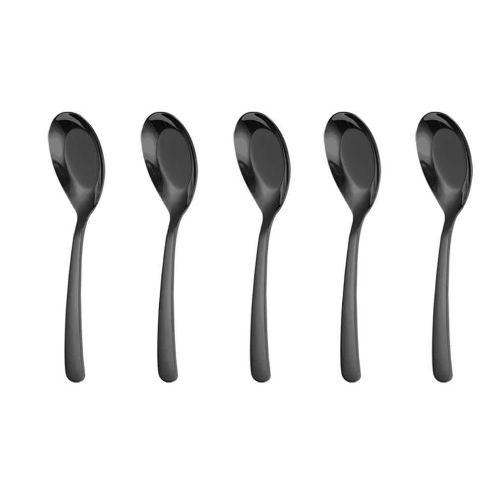 5 Pcs Soup Spoon,Stainless Steel Spoon, Mirror Finish Spoons,Kitchen Serving Spoons,Dessert Spoon,Coffee Spoon,Ice Cream Spoons