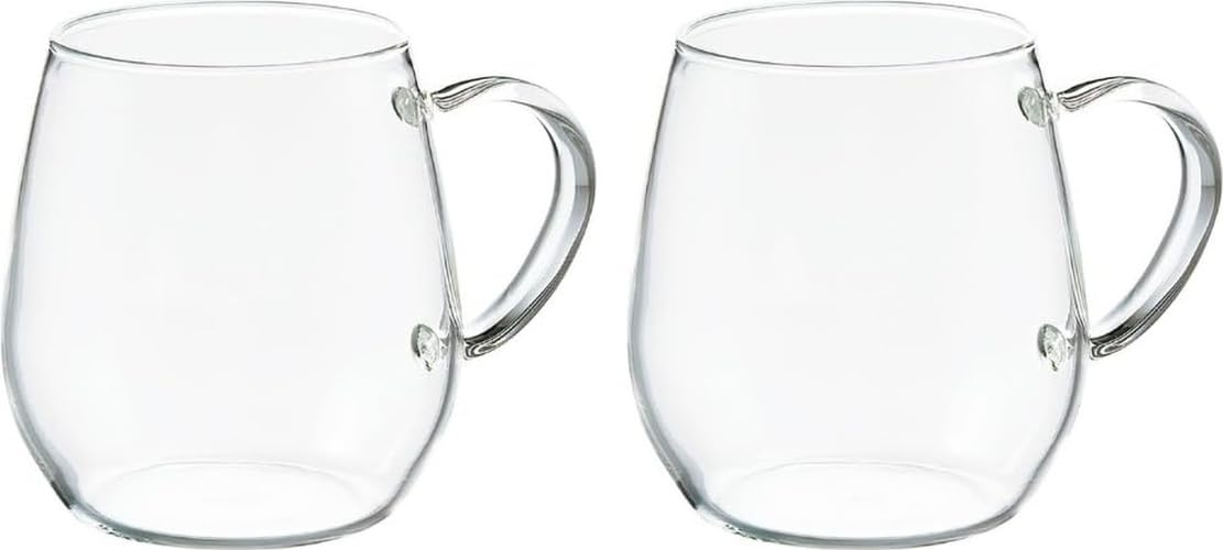 Hario Round Glass Mug Set, 360ml, 2pcs