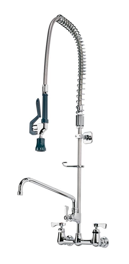 Krowne 17-109WL 8 Royal Series Low Lead Wall Mount Pre-Rinse Faucet with 12 Swing Spout | Commercial Kitchen Bar Sink Accessory 
