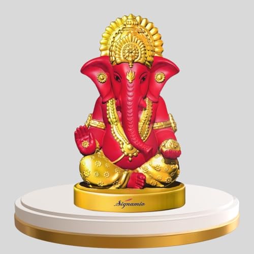 Signamio Handcrafted Pink Ganesha Idol For Car Dashboard Item: Ganesh Ji, Ganpati Bappa Murti For Home Decor - Exquisite Car God