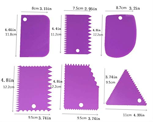 Hllmx 6 Pcs Cake Scraper Set Cake Edge Decoration Tool Cake Scraper Set Cake Scraper Smoother Tool Set Cake Icing Scraper Smooth