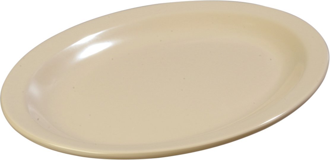 Carlisle Foodservice Products Kingline Plastic Oval Platter Oval Tray For Home And Restaurant, Melamine, 12 X 9 Inches, Tan, (Pa