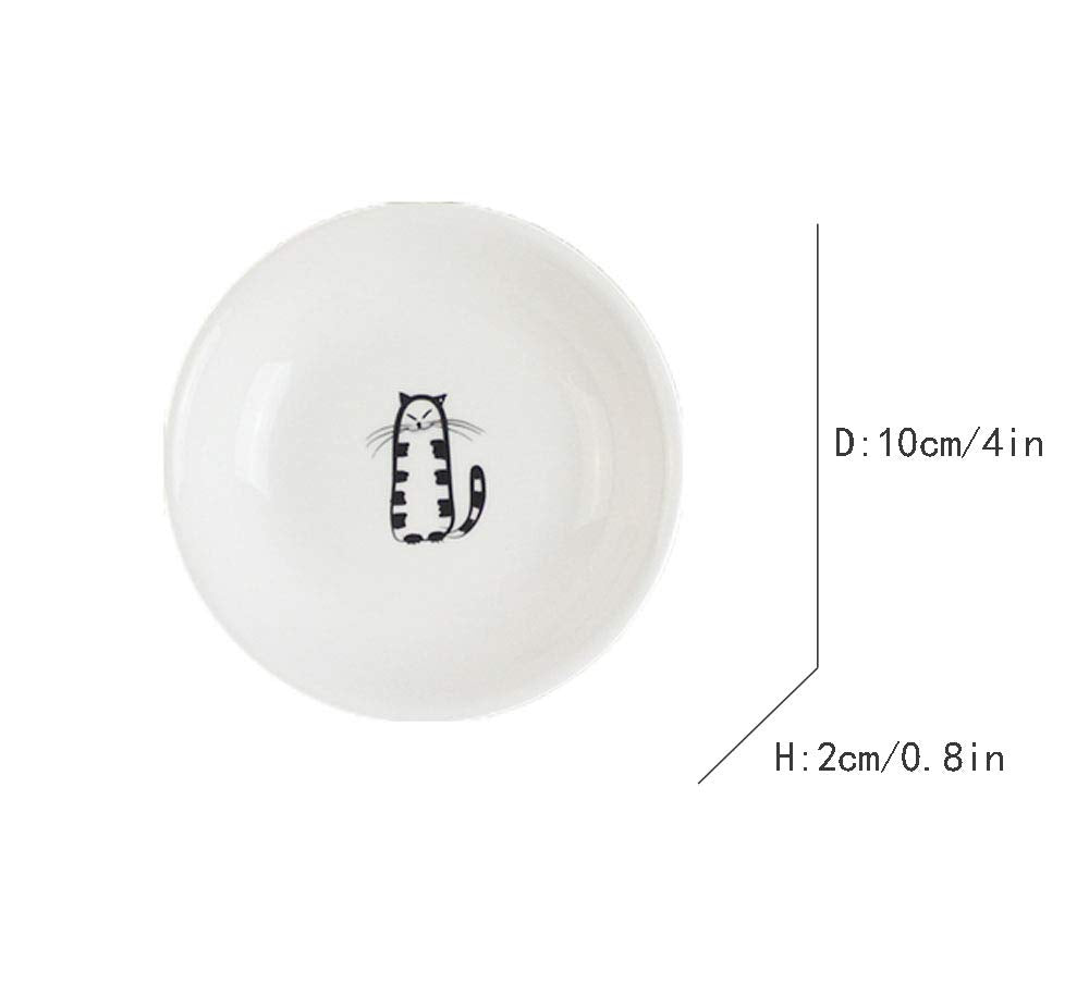 Fuyu 6Pcs Cute Cat Ceramic Sauce Dish Seasoning Dish Dessert Plate Snack Plate Side Dish, 4 Inches