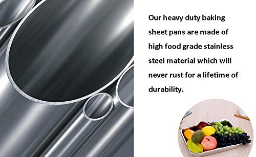Baking Cookie Sheets Pans Jelly-Roll Pans Roasting Pan Stainless Steel Baking Pans Tray Cookie Sheet Nonstick Toaster Oven Baking Sheet Pans  Easy Clean & Dishwasher Safe (16.2'' x 12.6'')
