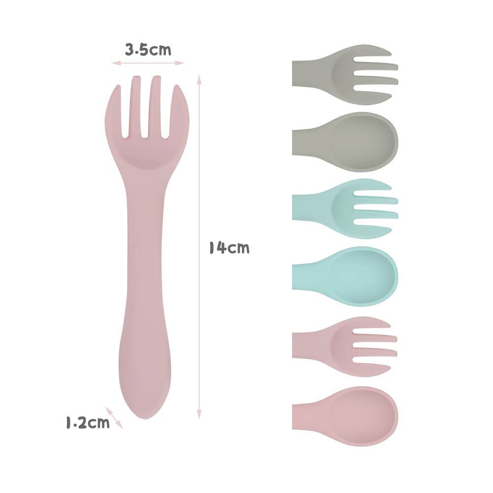 Vicloon Silicone Baby Feeding Spoons  6 Pack First Stage Feeding Spoons for Infants  Baby Led Weaning  Easy to Grip & Hold Baby Spoons