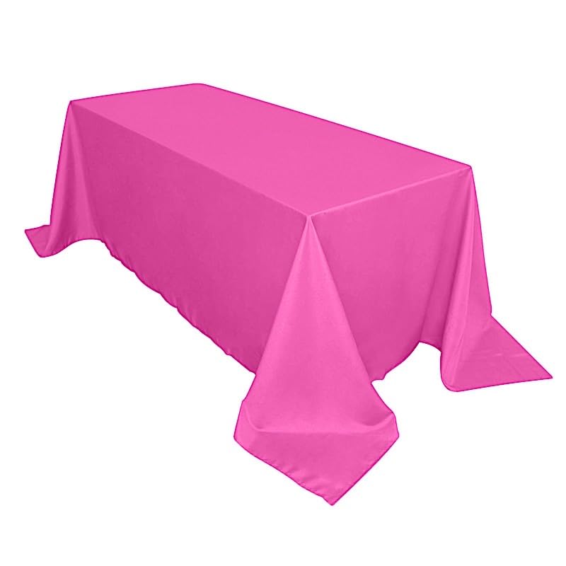 Balsacircle 90X132-Inch Fuchsia Rectangle Polyester Tablecloth Table Cover Linens For Wedding Party Events Kitchen Dining