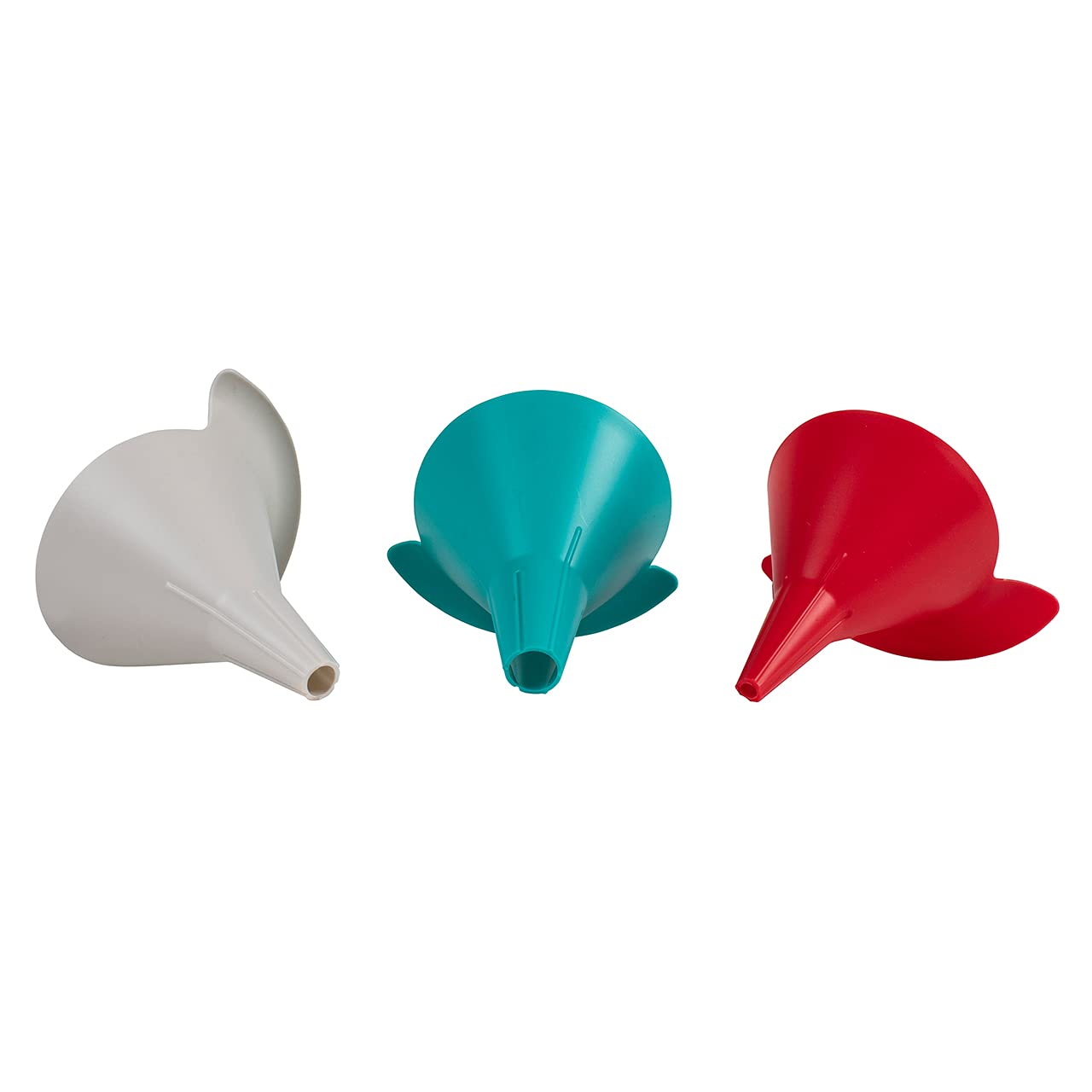 Hutzler Interlocking Funnel Set, Set Of 3, Red/White/Turquoise