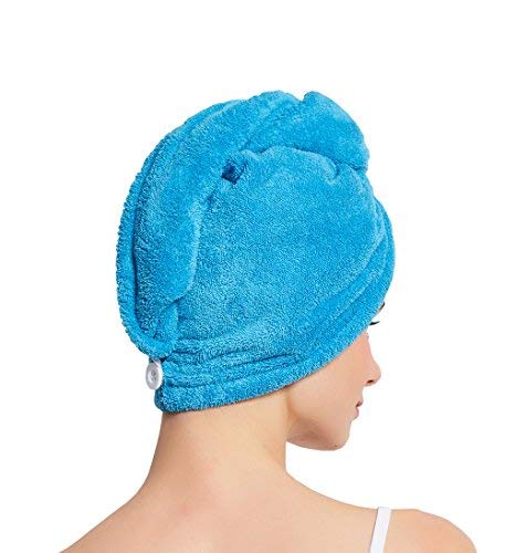 HOPESHINE Women's Soft Shower Hair Towel Twist Hair Turban Wrap Drying Cap Great Gift for Women (Blue+Purple+Grey 3-pack)