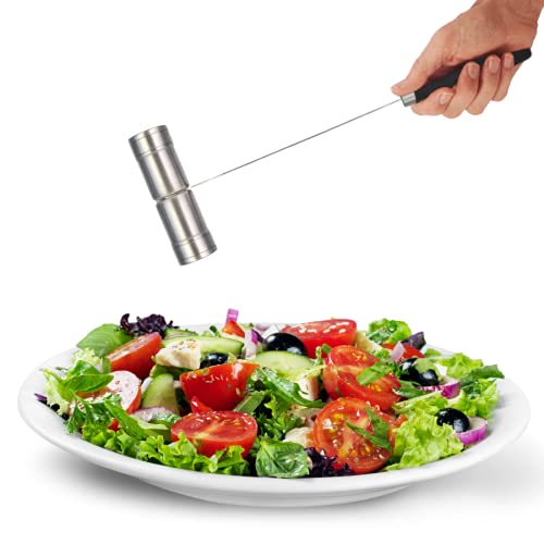 Jim Beam Stainless Steel Salt And Pepper Shaker With Long, Soft Grip Handles, Large, Silver