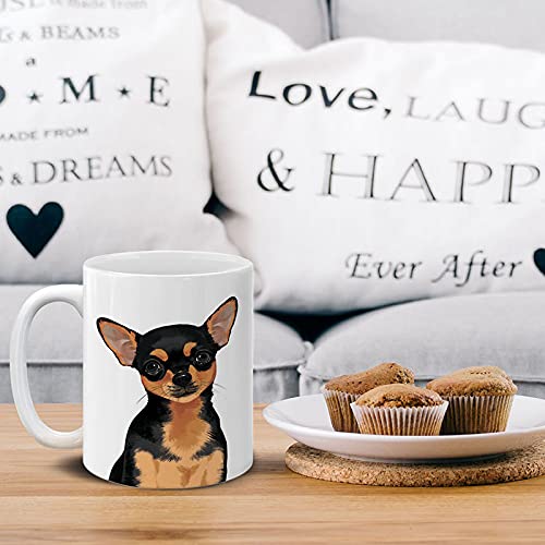 MUGBREW Cute Black Tan Chihuahua Full Portrait Ceramic Coffee Mug Tea Cup  11 OZ
