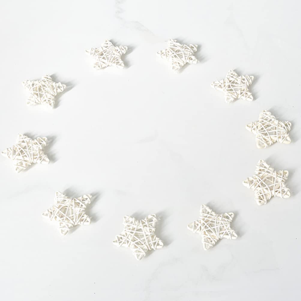 Zerodeko 20 Pieces Rattan Stars, Rattan Stars for Decoration, Mini Star Shaped Wicker Hanging Balls Ornaments for Wedding, Chris