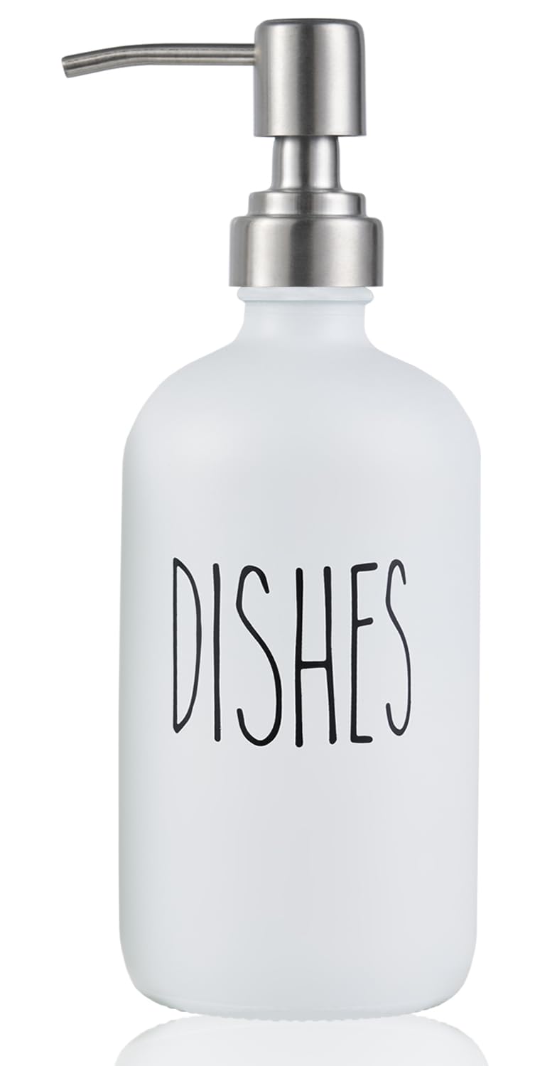 Vicukie Dish Soap Dispenser, Glass Kitchen Dish Soap Dispenser With Stainlees Steel Pump,Refillable Bathroom Dish Soap Dispenser