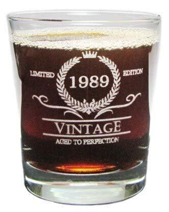 Vintage 1989 Special Edition Aged To Perfection - 30Th Birthday - Engraved Hi-Ball Rocks Glass - 13 Oz - Permanently Etched - Fu