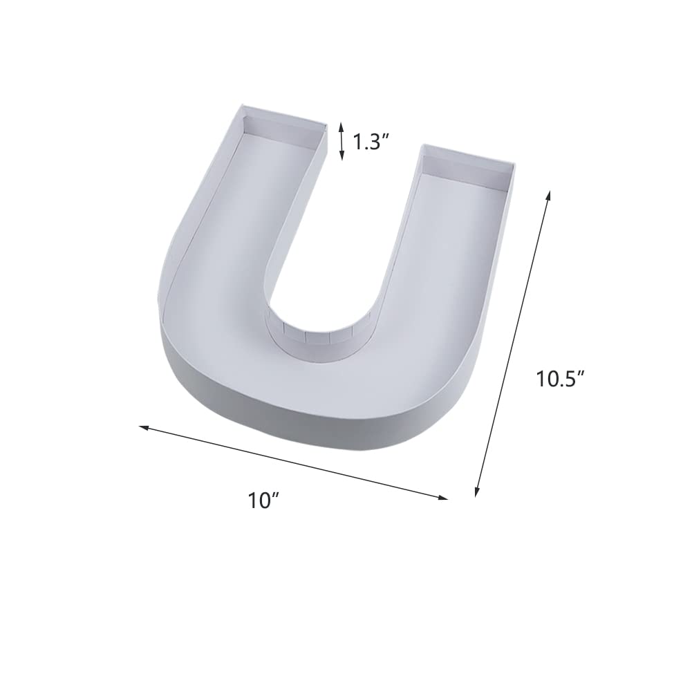 10U Shaped Cardboard Letter Mache Chocolate Sweets Candy Container Box (White,U )
