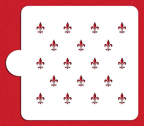 Designer Stencils Fleur De Lis Miniprint Cake Stencil, Beige/Semi-Transparent