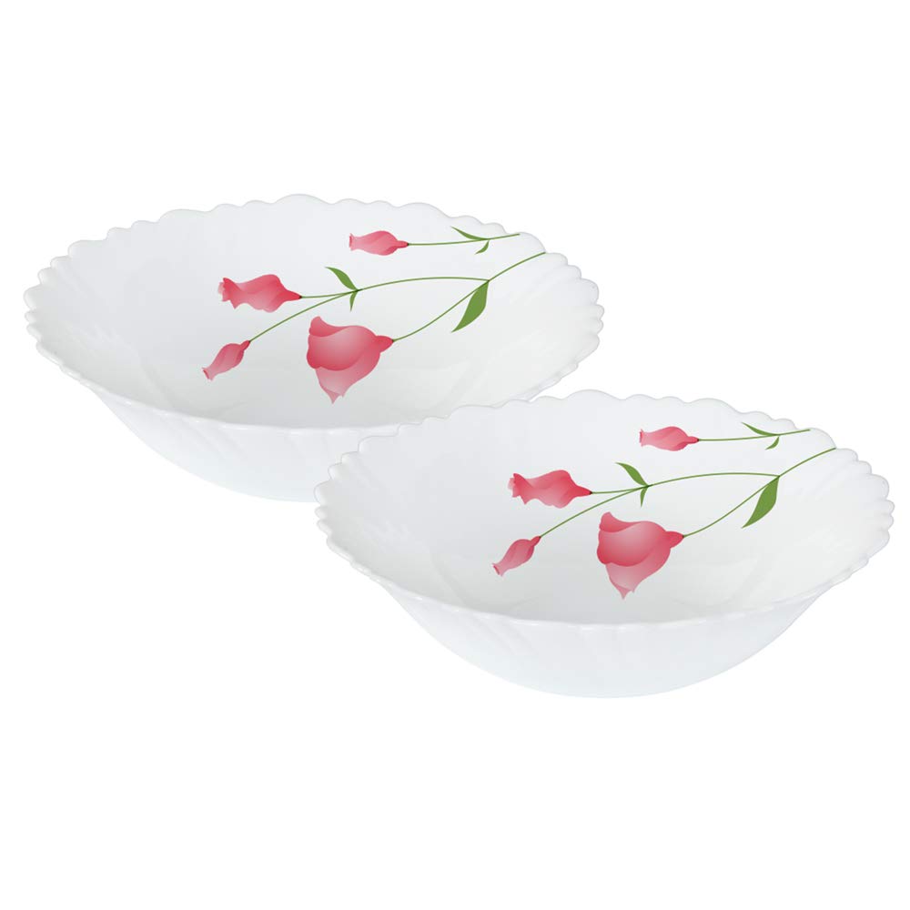 Larah By Borosil Opalware Bowl - Set Of 2, White, 500 Ml