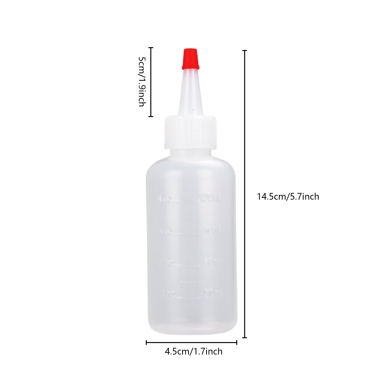 40 Pack 4Oz Plastic Squeeze Bottles With Red Tip Caps And Measurement, Leak Proof Refillable Plastic Squeeze Condiment Bottles C