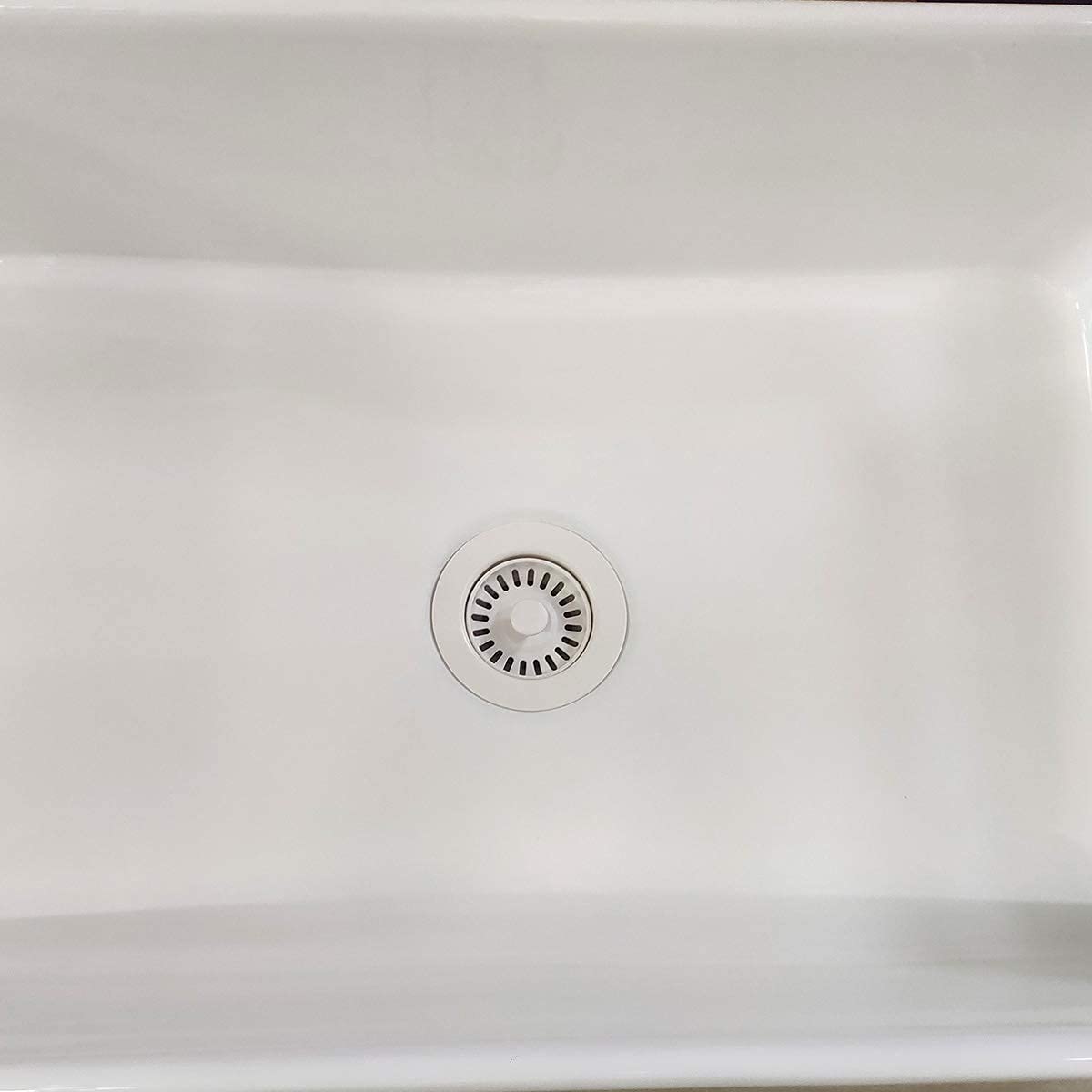 Eadot White Polymer Drain Kitchen Sink Drain Assembly With Removable Basket Strainer And Rubber Stopper For 3.5-Inch Drain Openi