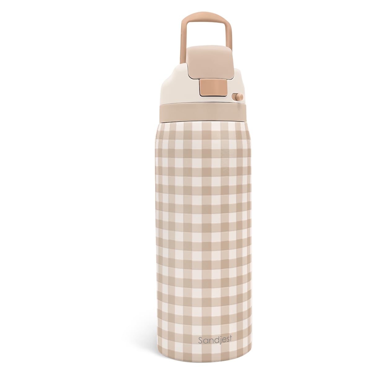 Gingham Insulated Stainless Steel Water Bottle with Straw for Sports and Travel 32 Ounces for Women Girls Friends Teens Birthday