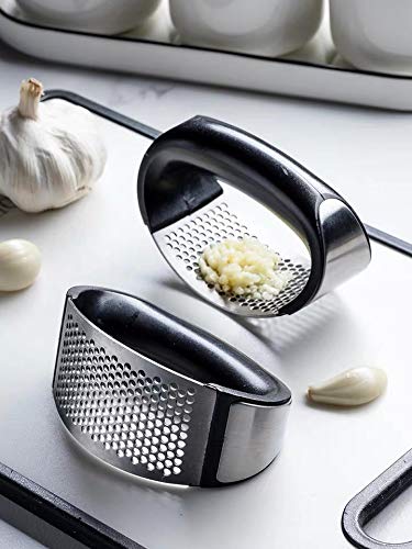 Nilican Garlic Press Kitchen Tool Garlic Peeler Stainless Steel Professional Ginger Crusher Ergonomic Labor-Saving Crusher (S)