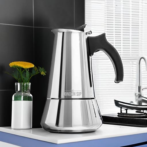 London Sip Stainless Steel Stove-Top Espresso Maker Coffee Pot Italian Moka Percolator  Silver  3 Cup