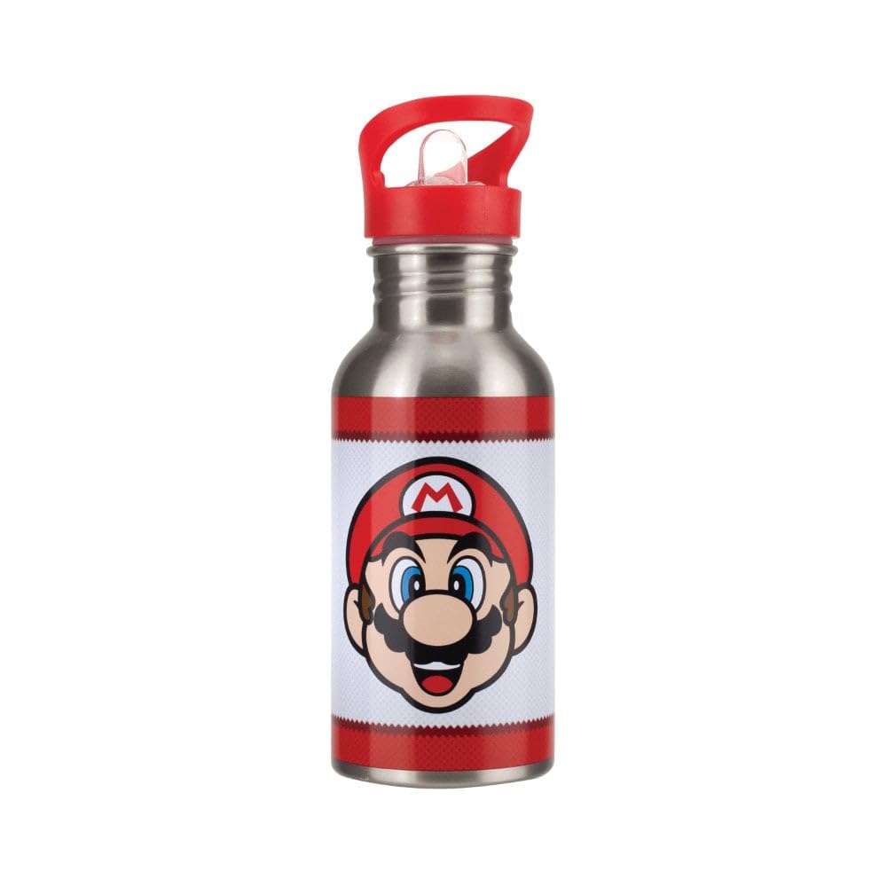 Paladone Super Mario Metal Straw Water Bottle, One Size, Multicolor