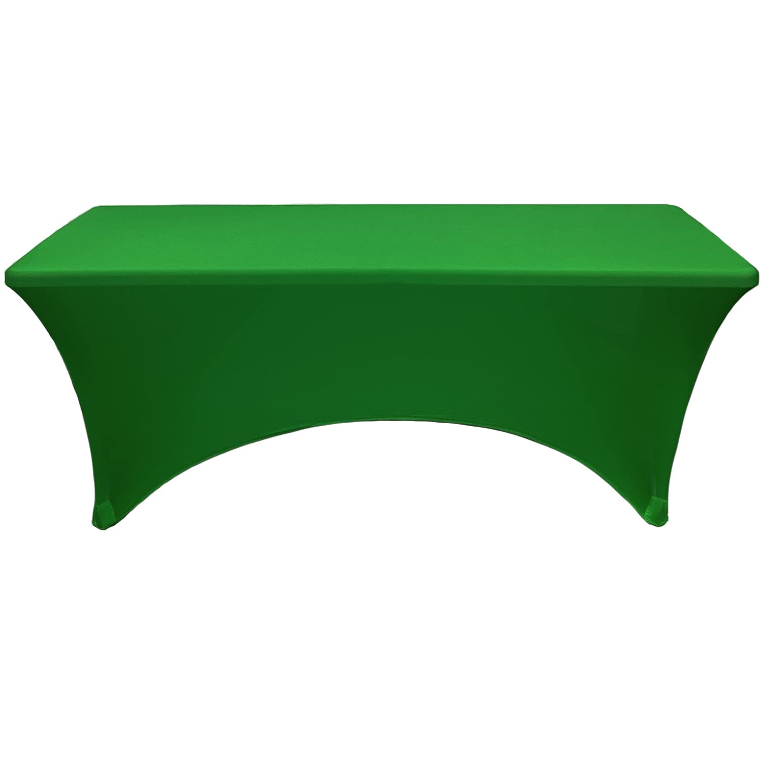 Your Chair Covers - 6 Ft Rectangular Fitted Spandex Tablecloths Patio Table Cover Stretchable Tablecloth - Emerald Green